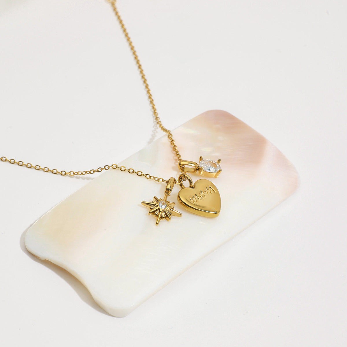 18K gold titanium steel diamond necklace