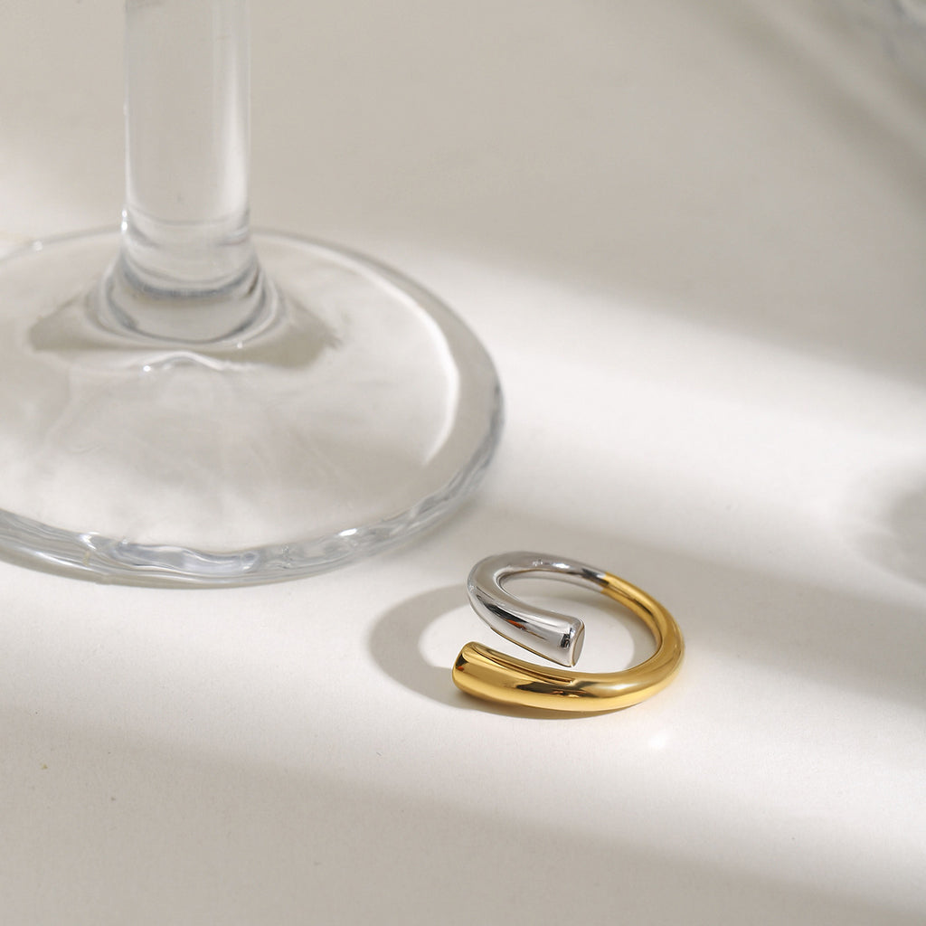 Gold and silver color titanium steel ring - does not fade