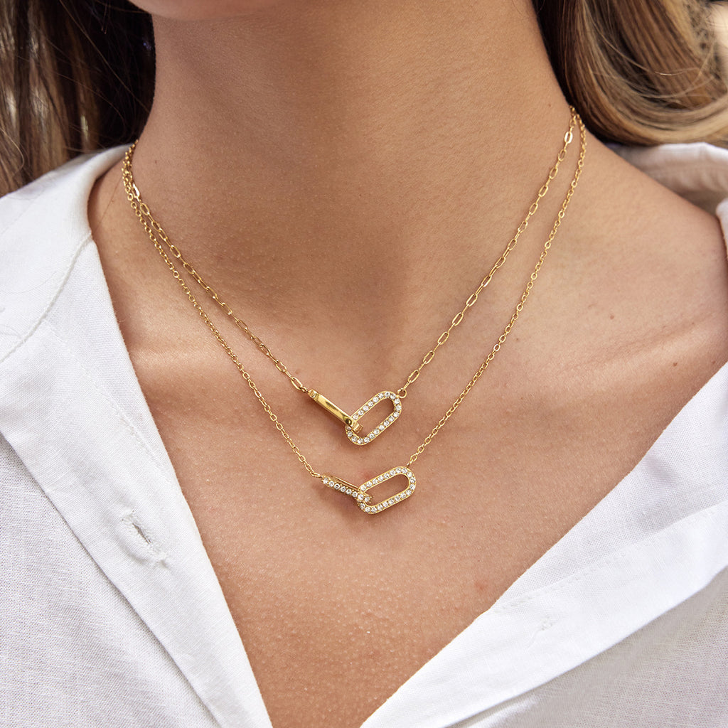 18K gold titanium steel interlocking necklace