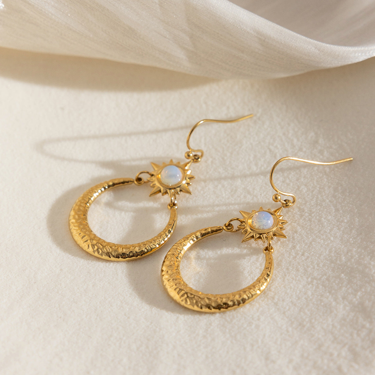 Titanium steel star-shaped pendant earrings