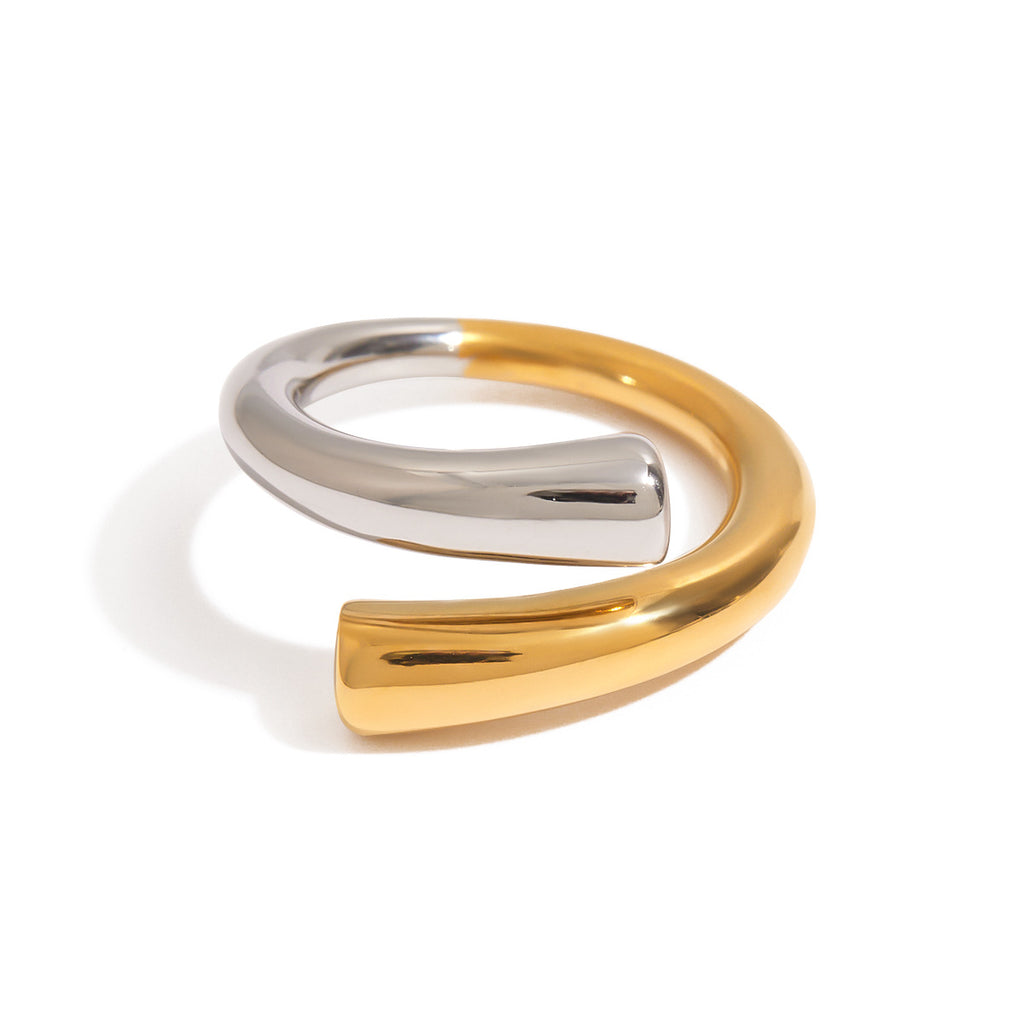 Gold and silver color titanium steel ring - does not fade