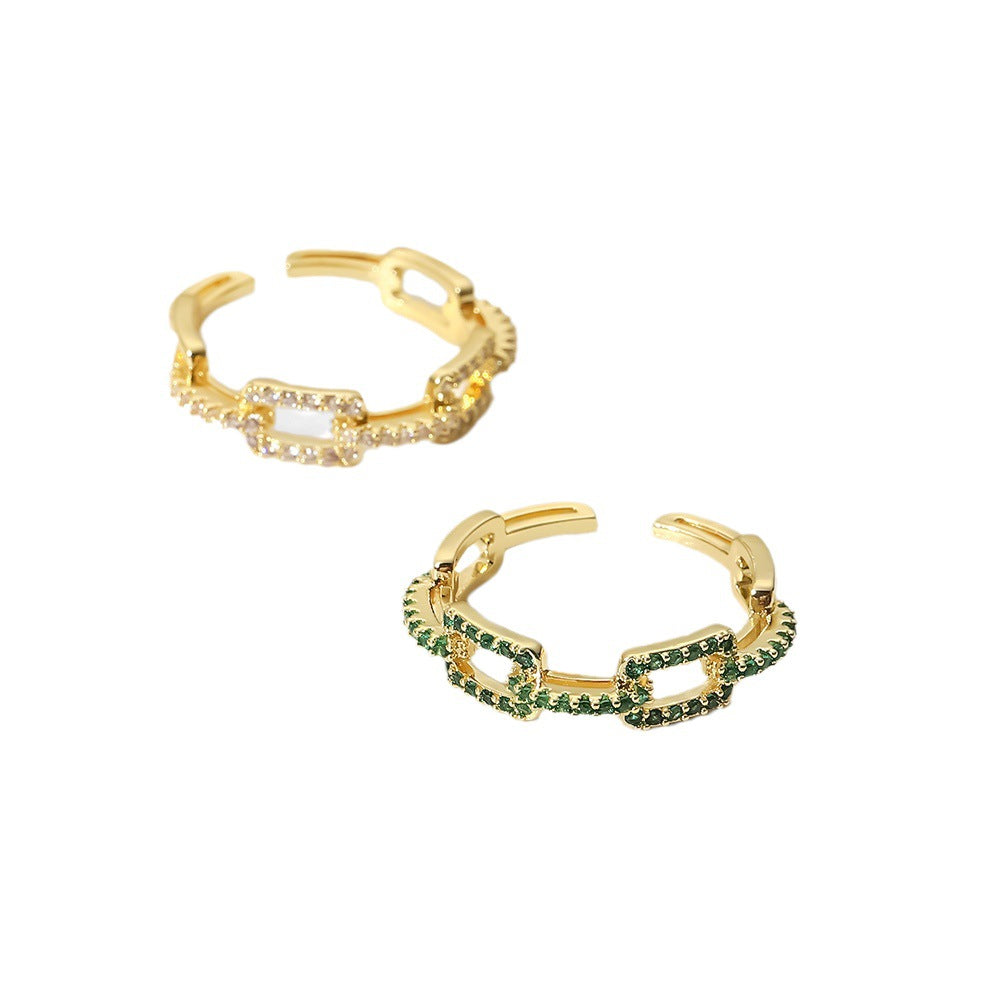 18K gold adjustable inlay open-ended finger ring