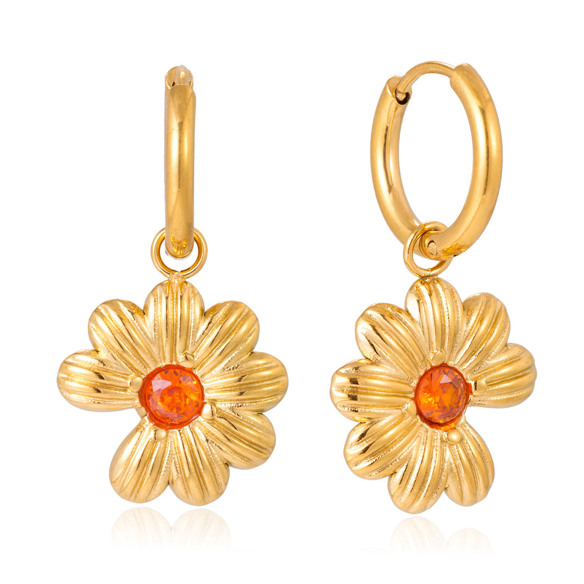 18K titanium steel zirconium small daisy earrings