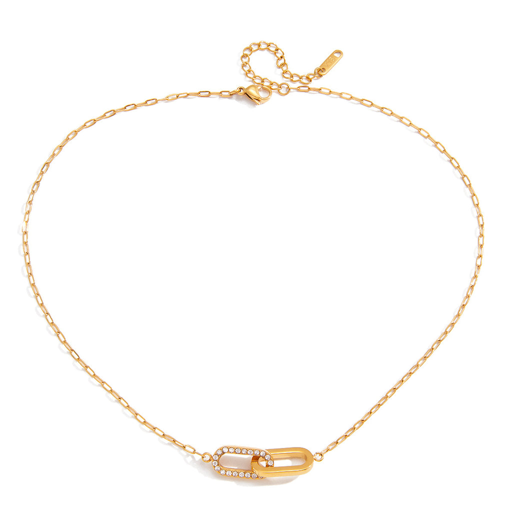 18K gold titanium steel interlocking necklace