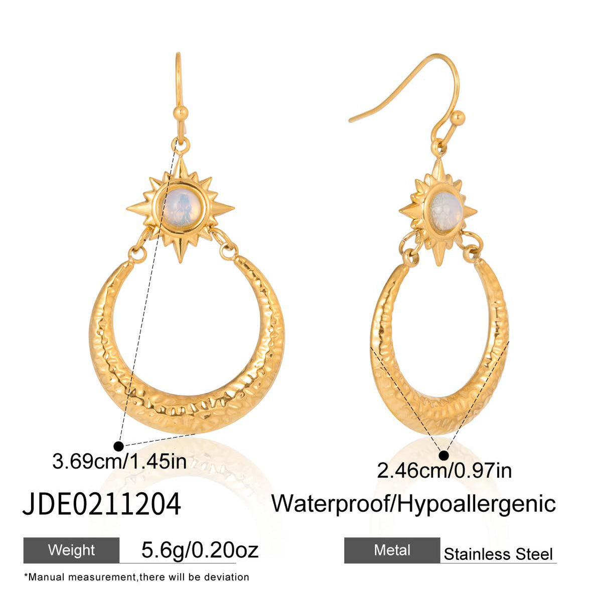 Titanium steel star-shaped pendant earrings