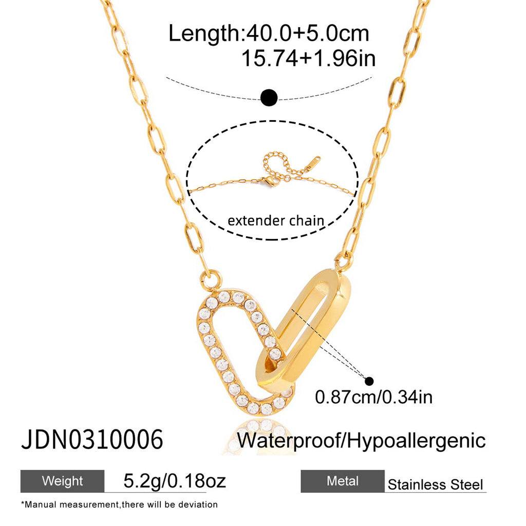 18K gold titanium steel interlocking necklace