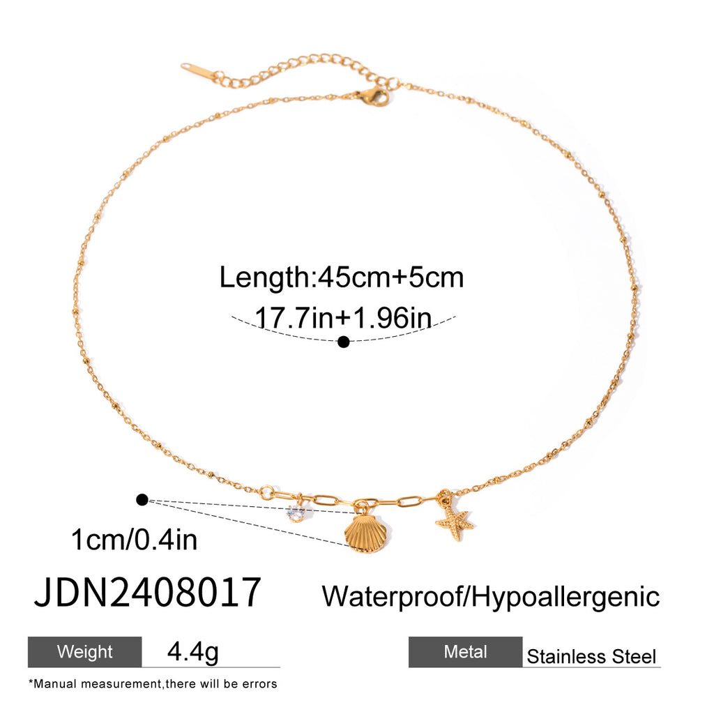 Zirconium Star Titanium Steel Collar Necklace