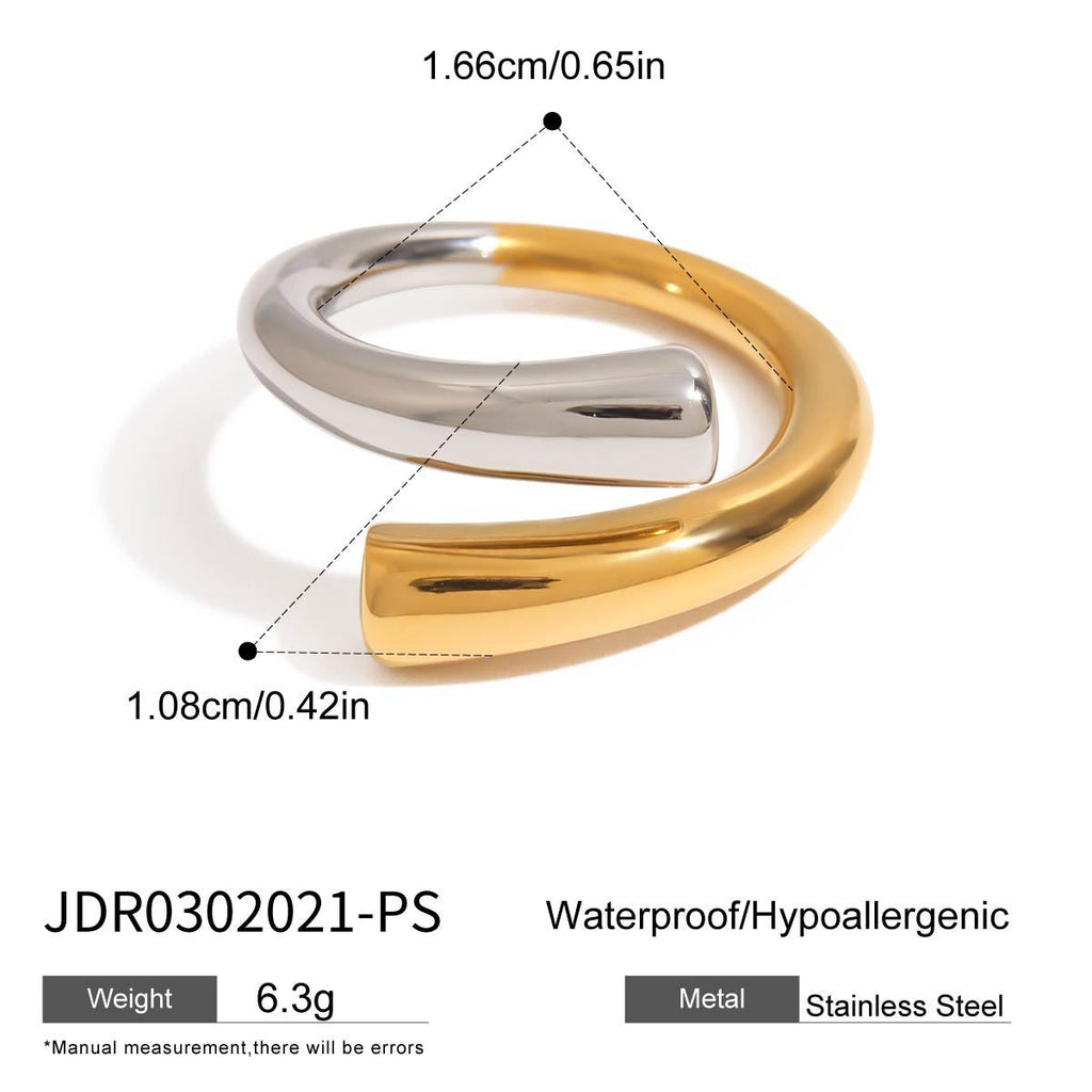 Gold and silver color titanium steel ring - does not fade