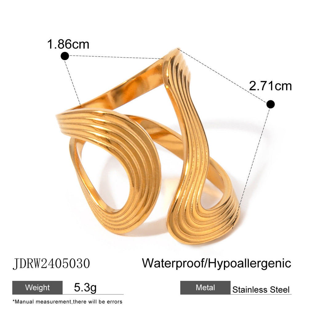 Titanium steel irregularly hollowed-out open ring
