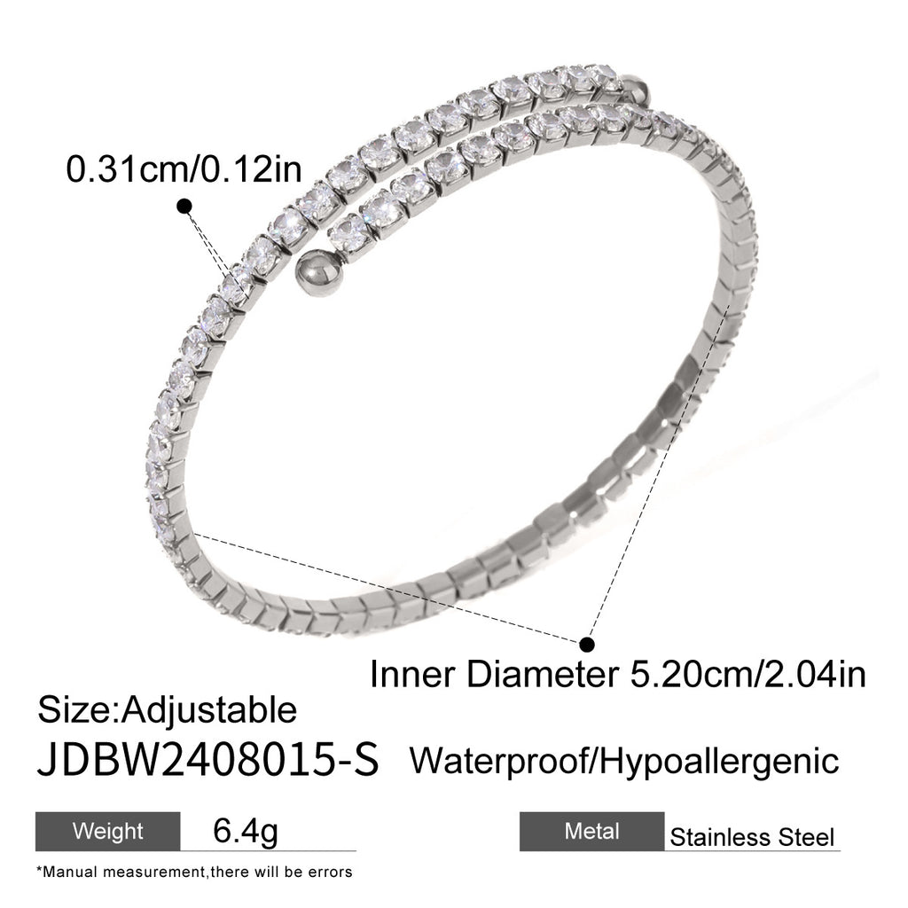 Titanium steel luxury versatile zirconia bracelet